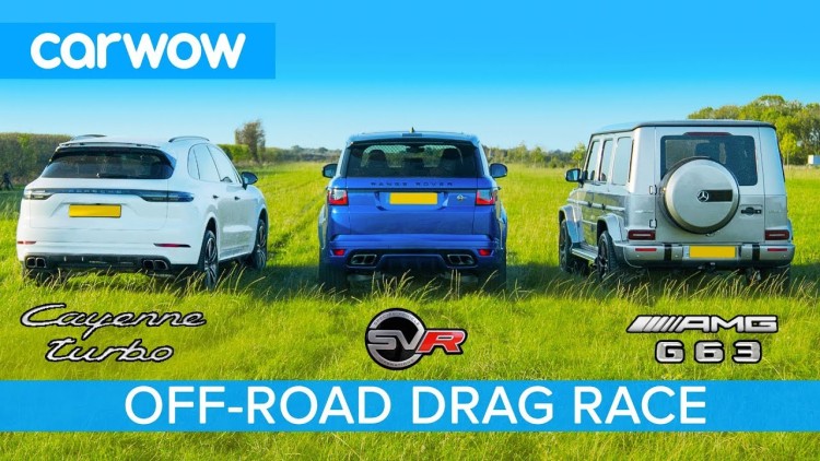 Porsche Cayenne Turbo, Range Rover Sport SVR и Mercedes-AMG G 63 сравнили в гонке