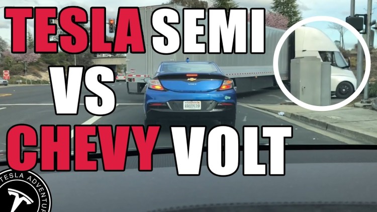 Ускорение Tesla Semi удалось заснять на видео